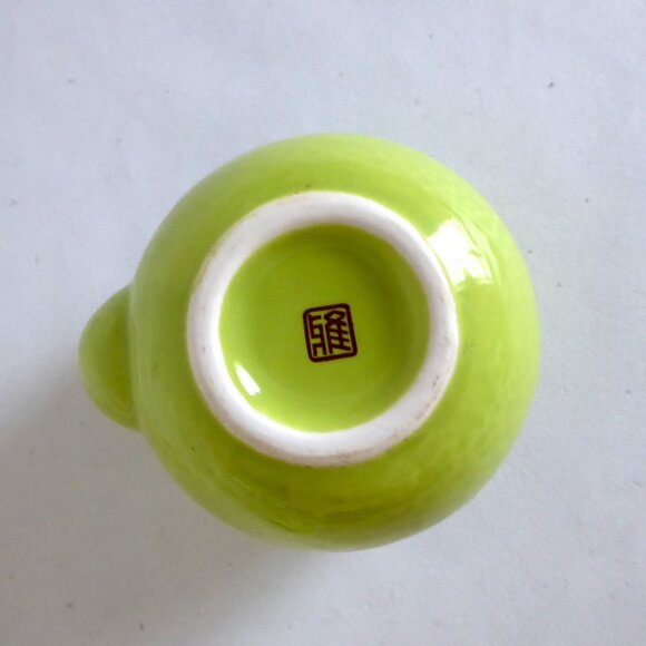 VINTAGE JAPANESE JAPAN PORCELAIN MINI CANTALOUPE FRUIT TEAPOT & LEAF SAUCER (NEW - Picture 9 of 12